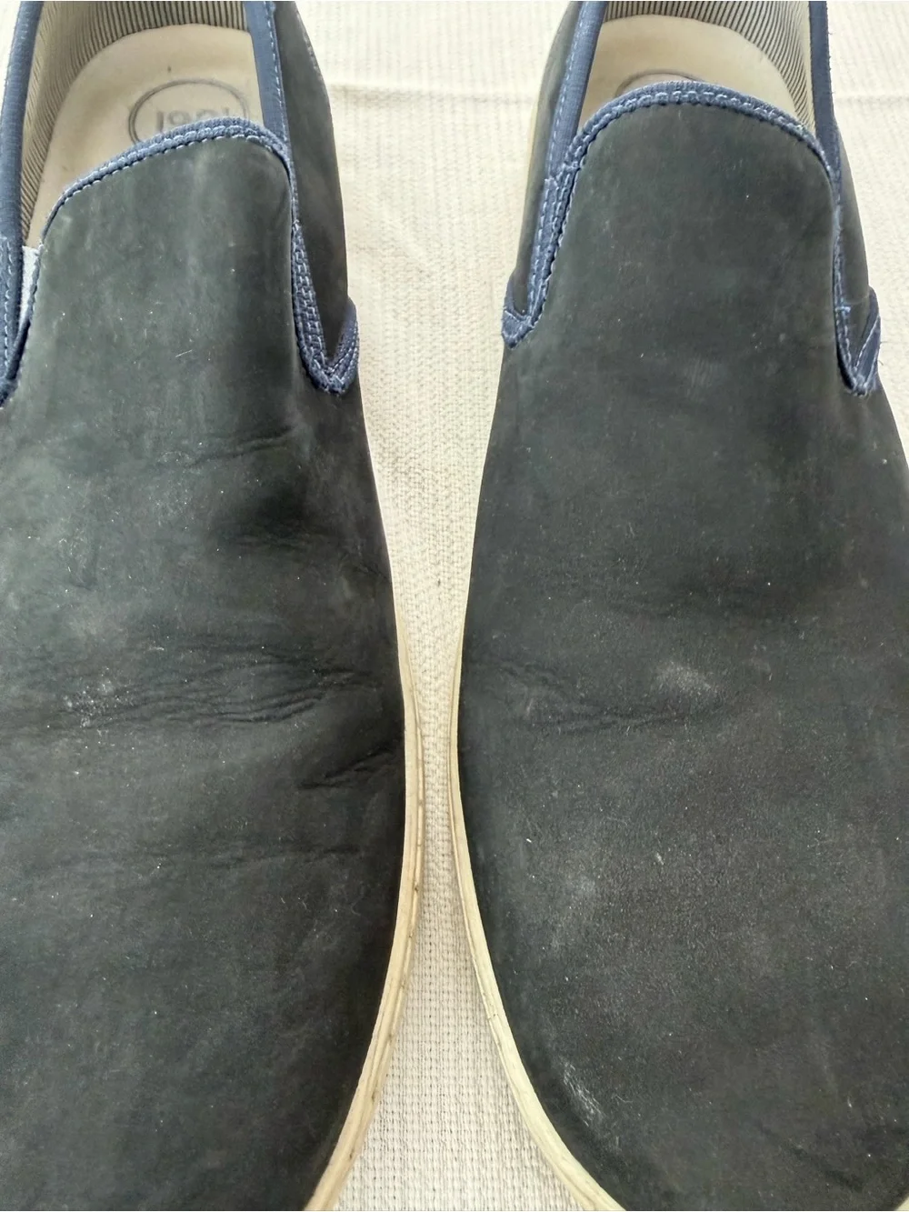 1901 Men's Black Slip-On Loafers with Navy Trim